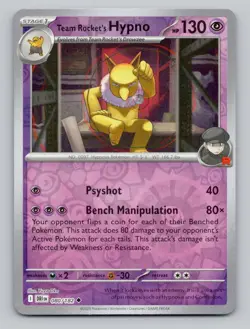 Reverse Holo Team Rocket's Hypno 080/182 Uncommon Destined Rivals Pokemon - Image 1