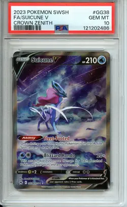 2023 TCG POKEMON SWSH SUICUNE V CROWN ZENITH FULL ART #GG38/GG70 PSA 10 - Image 1