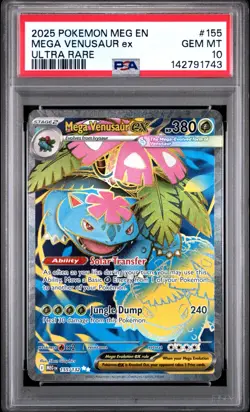 2025 POKEMON MEG EN-MEGA EVOLUTION #155 MEGA VENUSAUR ex ULTRA RARE PSA 10 - Image 1