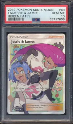 2019 POKEMON HIDDEN FATES JESSIE & JAMES #68 FULL ART PSA 10! - Image 1