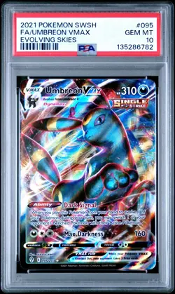 2021 POKEMON SWSH EVOLVING SKIES UMBREON VMAX 095/203 FULL ART HOLO PSA 10 - Image 1