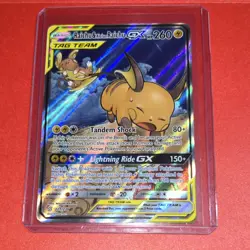 Pokemon Raichu & Alolan Raichu GX TAG TEAM Ultra Rare Full Art 221/236 Holo - Image 1