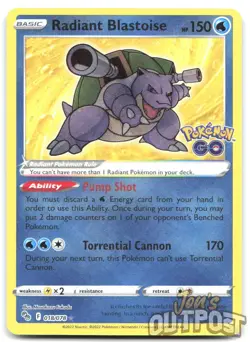 Radiant Blastoise 018/078 Radiant Rare Pokemon GO Pokemon NM - Image 1