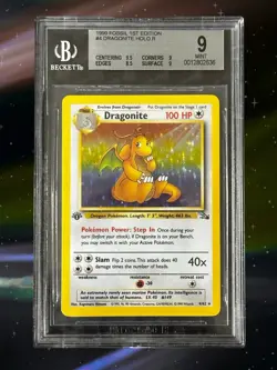 Dragonite Holo #4 - 1st Edition 1999 Pokemon Fossil – Beckett BGS 9 MINT Vintage - Image 1