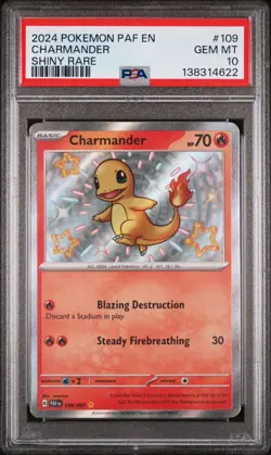 2024 POKEMON PAF EN-PALDEAN FATES SHINY RARE #109 CHARMANDER PSA 10 - Image 1