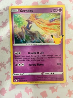 Xerneas 12/25 Holographic Rare 25th Anniversary Celebrations Pokemon TCG NM - Image 1