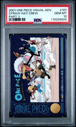 PSA10 2001 CARDDASS ONE PIECE VISUAL ADVENTURE PART 3 #101 STRAW HAT CREW - Image 1