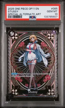 2025 One Piece OP11 Fist of Divine Speed Stussy SP #085 OP07-085 PSA 10 Canadian - Image 1