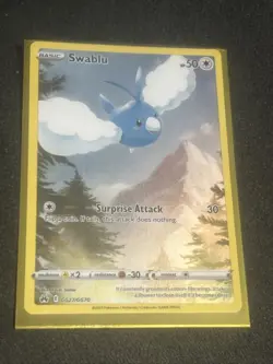 Pokemon TCG Swablu Crown Zenith: Galarian Gallery Gg27/Gg70 Holo Holo Rare - Image 1
