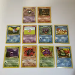 Vintage Pokemon TCG Unlimited Fossil Cards Lot Of 10 - 1999 Common & Uncommon - Image 1
