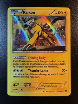 Raikou - 55/162 - XY BREAKthrough Holo Rare Pokemon Card - LP - Image 1