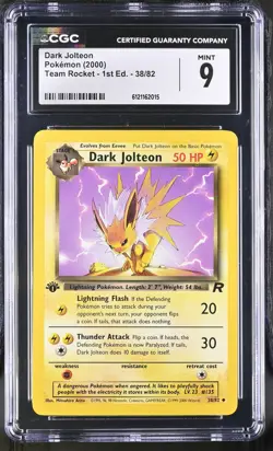 CGC 9 MINT Dark Jolteon Team Rocket 1st Edition 38/82 Pokemon Card - Image 1