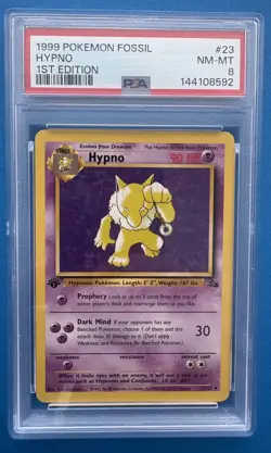 1999 Pokemon Hypno 1st Edition Fossil Rare 23/62 PSA 8 NM-Mint - Image 1