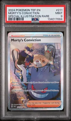 2024 POKEMON TEF EN-TEMPORAL FORCES #211 MORTY'S CONVICTION PSA 9 - Image 1