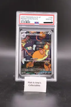 PSA10 2025 POKEMON JP SV10-GLORY OF TEAM ROCKET 108 TEAM ROCKET'S RATICATE AR - Image 1