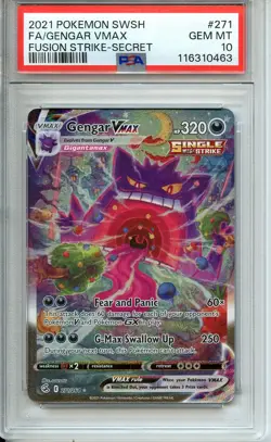 2021 TCG POKEMON SWSH GENGAR VMAX FUSION STRIKE SECRET #271/264 FULL ART PSA 10 - Image 1