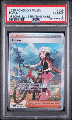 2025 POKEMON PFL EN-PHANTASMAL FLAMES SPECIAL ILLUSTRATION RARE #129 DAWN PSA 8 - Image 1