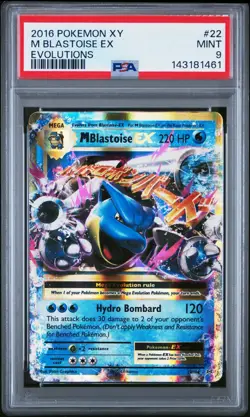 M Blastoise EX 22/108 Full Art Pokemon XY Evolutions Mega #22 MINT PSA 9 - Image 1