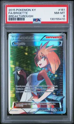 2015 POKEMON XY BREAKTHROUGH BRIGETTE 161/162 FULL ART PSA 8 - Image 1