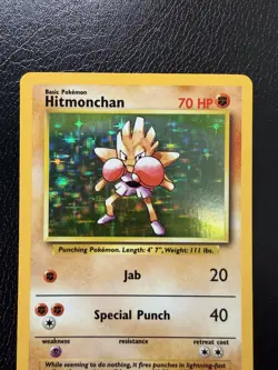Pokemon Hitmonchan Holo Rare Base Set 7/102 WoTC 1999 LP - Image 2