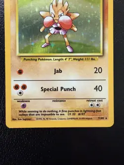 Pokemon Hitmonchan Holo Rare Base Set 7/102 WoTC 1999 LP - Image 3