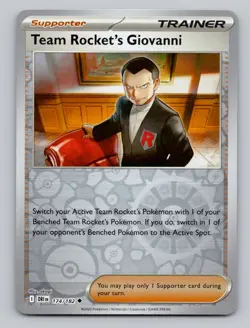 Reverse Holo Team Rocket's Giovanni 174/182 Uncommon Destined Rivals Pokemon - Image 1