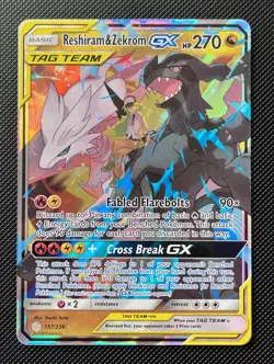 Reshiram & Zekrom GX 157/236 Tag Team Ultra Rare Cosmic Eclipse NM Pokemon Card - Image 1