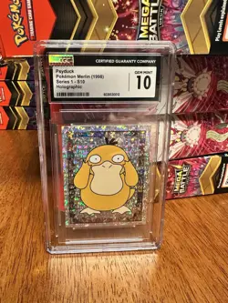 Pokemon Merlin Psyduck Holographic Sticker Series 1 CGC Gem Mint 10 - Image 1