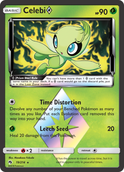 Celebi ◇ 19/214 Prism Star Rare Lost Thunder Pokemon Near Mint - Image 1