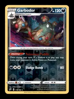 Garbodor 118/192 R Rebel Clash Pokemon Reverse Holo - Image 1
