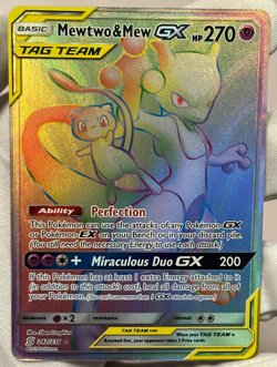 Mewtwo & Mew GX Secret Holo 242/236 Sm-Unified Minds Holo Pokemon TCG - Image 1