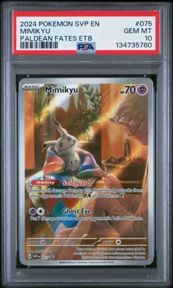 Mimikyu 075 SV: Scarlet & Violet Promo Pokemon Paldean Fates ETB PSA 10 - Image 1