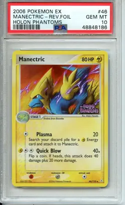2006 TCG POKEMON EX HOLON PHANTOMS MANECTRIC #46/110 REVERSE HOLO STAMPED PSA 10 - Image 1