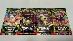 Pokemon Mega Evolution Perfect Order Single Booster Pack x 4 New Sealed - Image 1