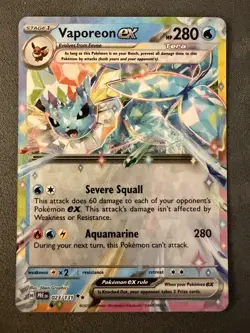 Vaporeon EX 023/131 Double Rare Holo Prismatic Evolutions Pokemon TCG NM - Image 1