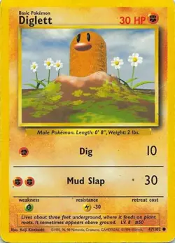 Diglett 47/102 Base Set Common MP Pokemon TCG - Image 1