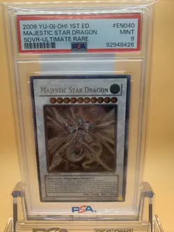 YuGiOh! Majestic Star Dragon SOVR-EN040 1/e Ultimate Rare PSA 9 - Image 1