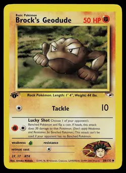 Pokemon Card - Brock's Geodude Gym Heroes 38/132 Uncommon 1st Edition - Image 1