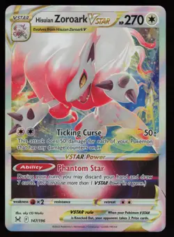 HISUIAN ZOROARK VSTAR 147/196 HOLO RARE VSTAR LOST ORIGIN POKEMON NM/M - Image 1