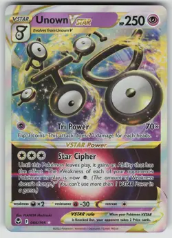 UNOWN VSTAR 066/195 VSTAR RARE SILVER TEMPEST POKEMON NM/M - Image 1