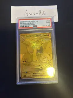 PSA 9 MINT Pokemon Mega Charizard X ex Gold 130/094 Phantasmal Flames English - Image 1