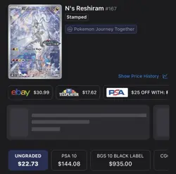 Pokemon N's Reshiram 167/159 Journey Together Stamped - Image 3
