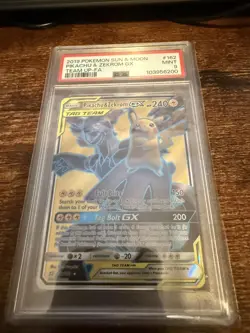 2019 POKEMON SUN & MOON TEAM UP #162 FULL ART/PIKACHU & ZEKROM GX PSA 9 - Image 4