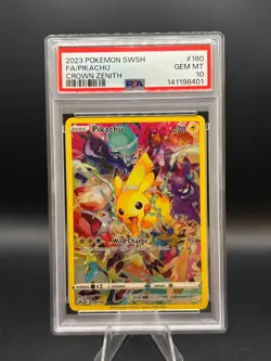 2023 POKEMON SWORD & SHIELD CROWN ZENITH #160 FULL ART/PIKACHU PSA 10 - Image 1