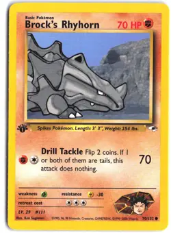 Brock's Rhyhorn 70/132 Common Gym Heroes Pokemon 1st Edition - Image 1