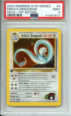 2000 WOTC POKEMON GYM HEROES ERIKA'S DRAGONAIR HOLO #4/132 PSA 9 1ST EDITION - Image 1