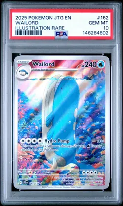 2025 POKEMON JTG EN-JOURNEY TOGETHER ILLUSTRATION RARE #162 WAILORD PSA 10 - Image 1