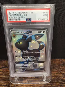 PSA 9 2019 POKEMON SUN & MOON HIDDEN FATES FULL ART/UMBREON GX SV69 - Image 1