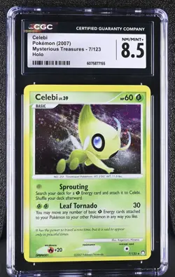 CGC 8.5 Celebi 2007 Mysterious Treasures 7/123 Holo Pokemon Card - Image 1