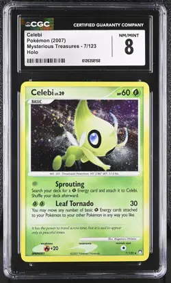 CGC 8 Celebi 2007 Mysterious Treasures 7/123 Holo Pokemon Card - Image 1